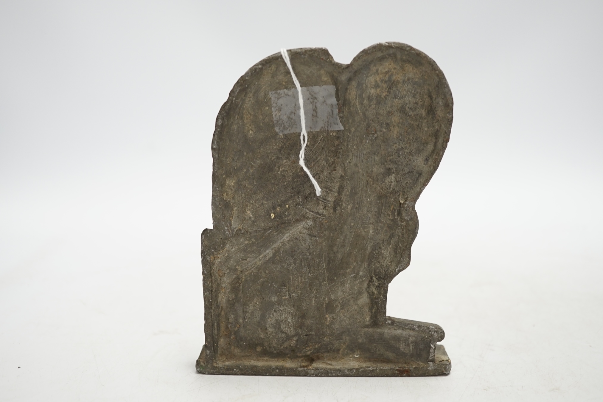 From the Studio of Fred Cuming. A lead study of a crouching figure, 15cm high. Condition - fair
